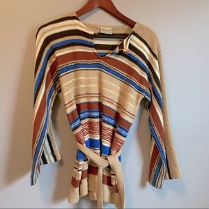 Vintage Horizontal Striped Rug Sweater. Hippie